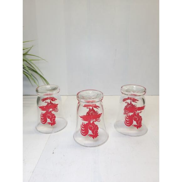 3 Vintage Libbey Red Rooster Cocktail Juice Glasses MCM - Picture 2 of 5